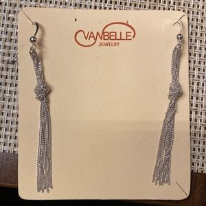 Silver dangly knot earrings